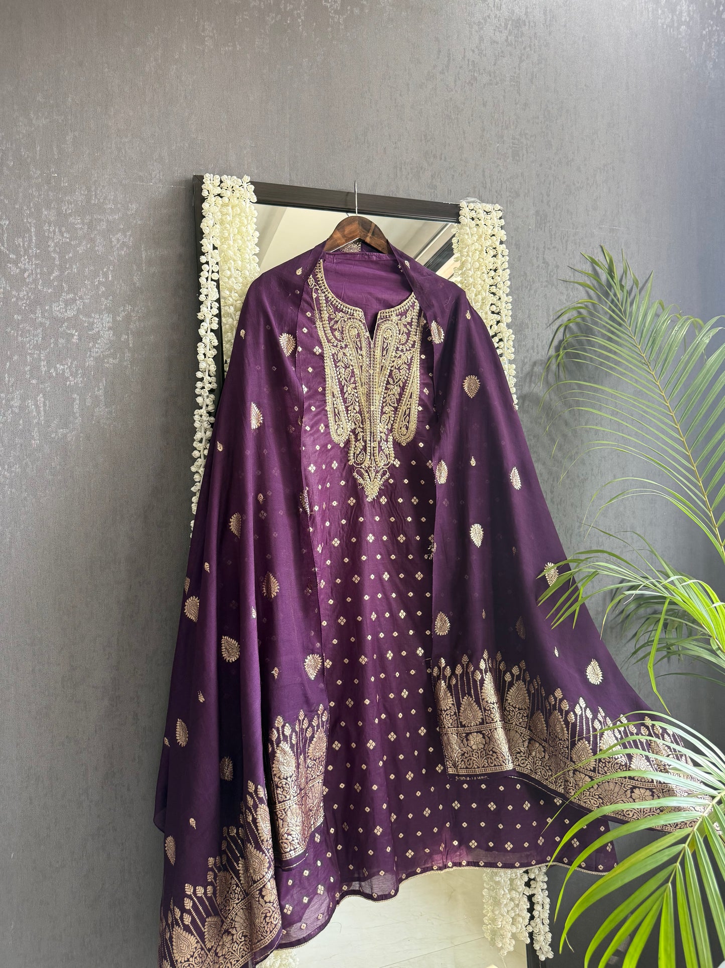 Semi Benarsi silk aari work suit