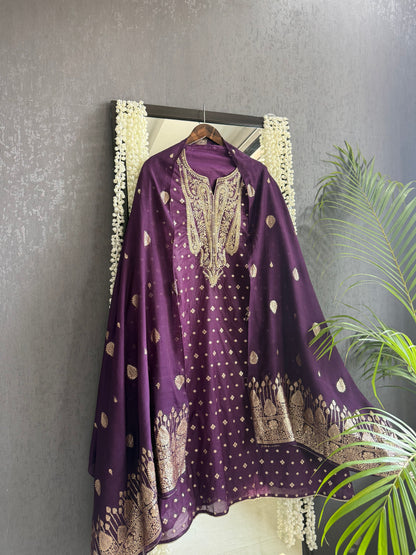 Semi Benarsi silk aari work suit