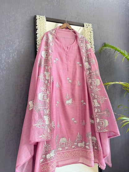 Luxurious Mul chanderi pichwai suit