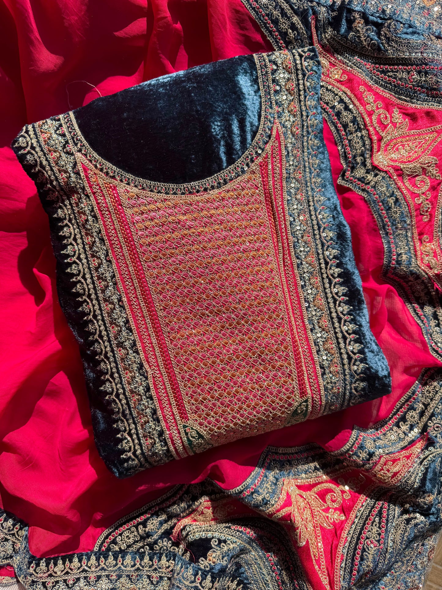Velvet Marori Aari work suit