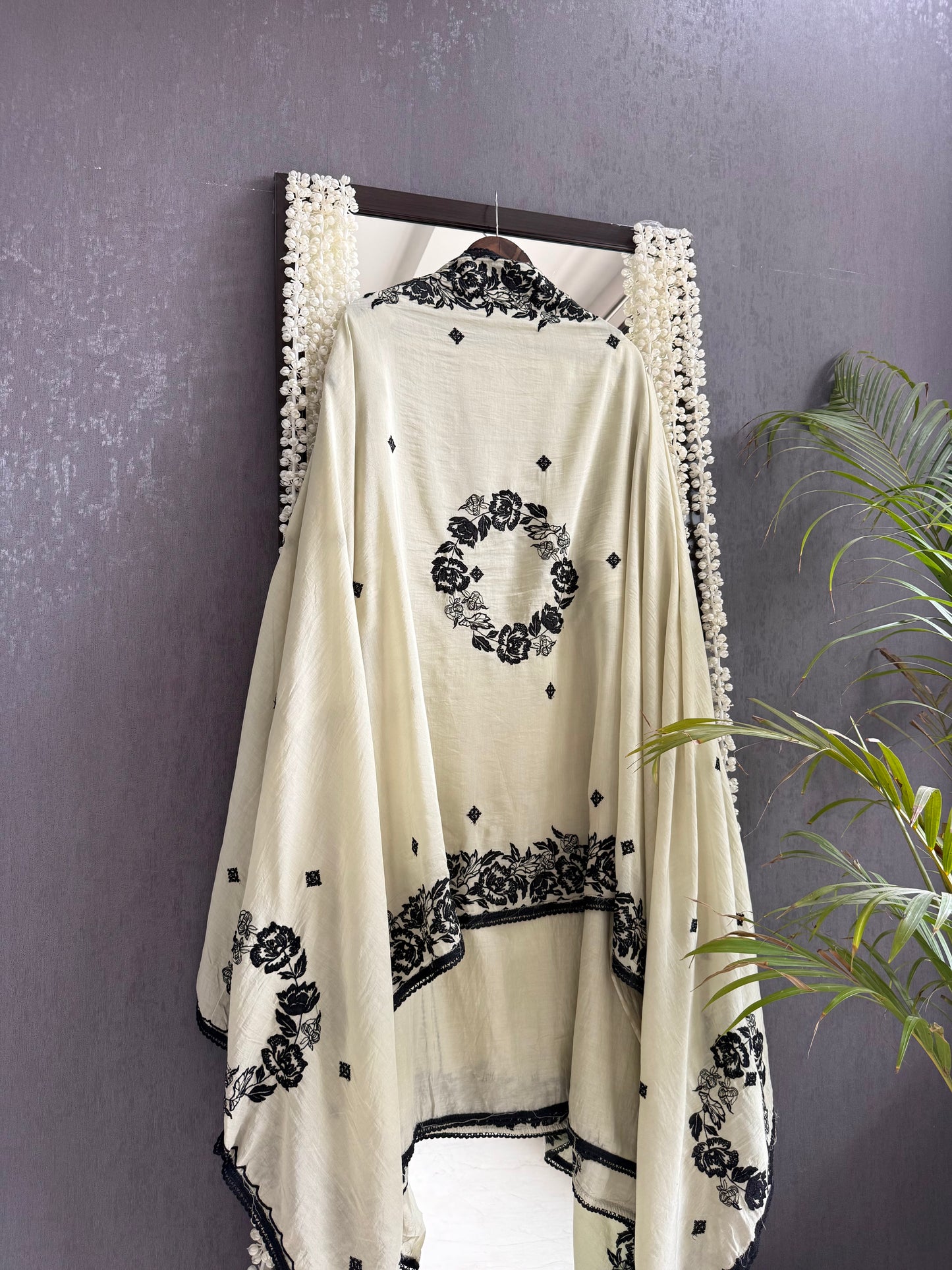 Luxurious Mul chanderi Parsi work florals  suit