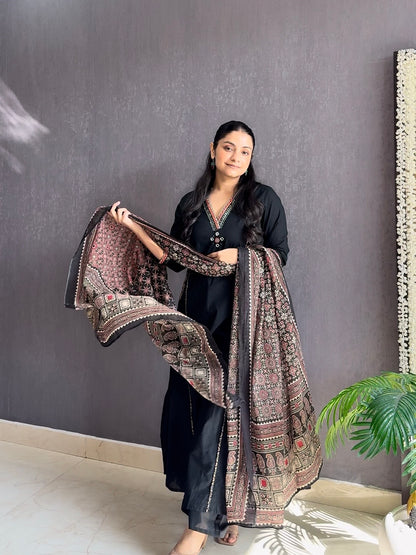 Pure cotton ajrakh A line suit set