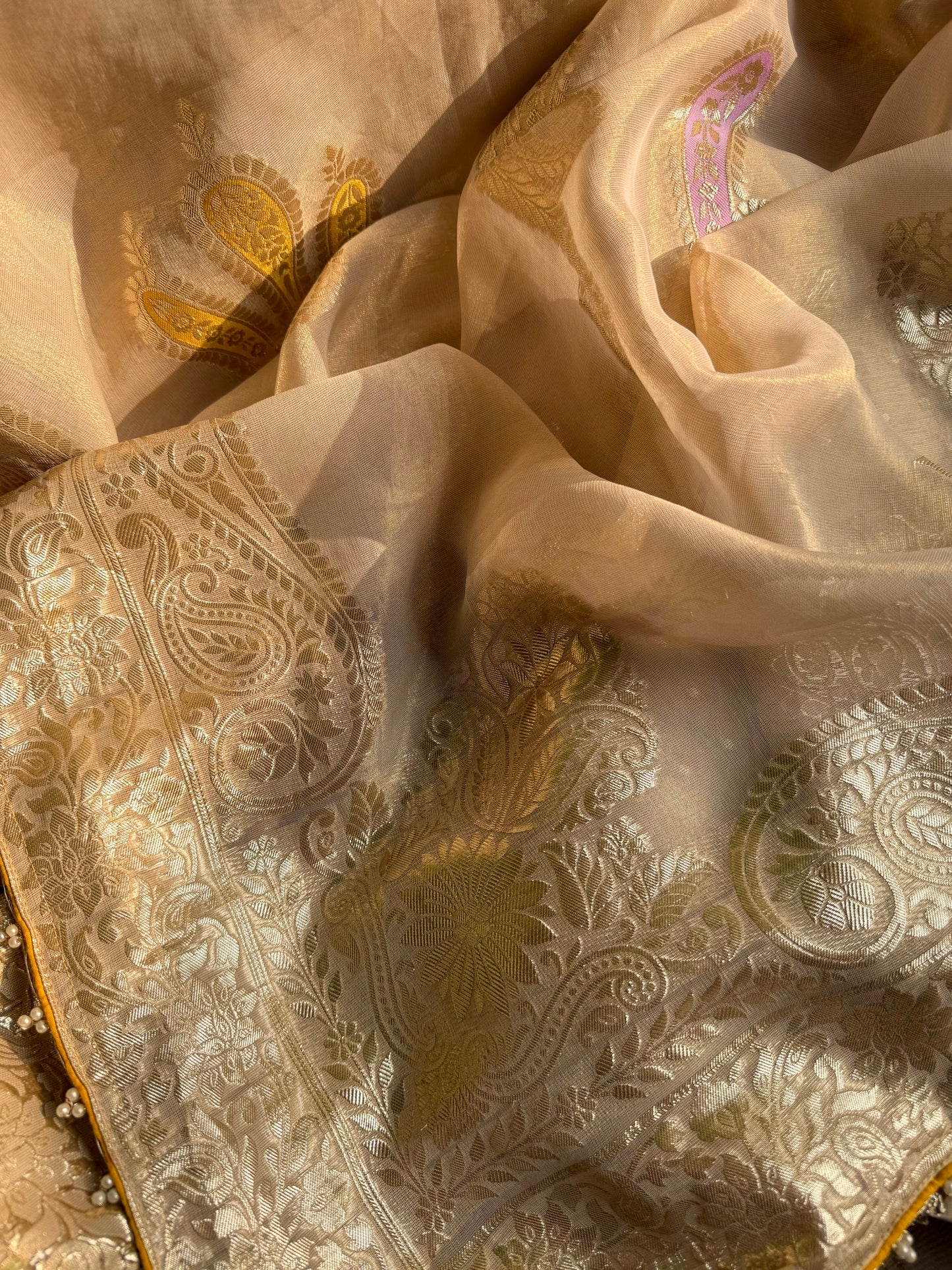 Luxurious aari work Tissue Benarsi silk suit