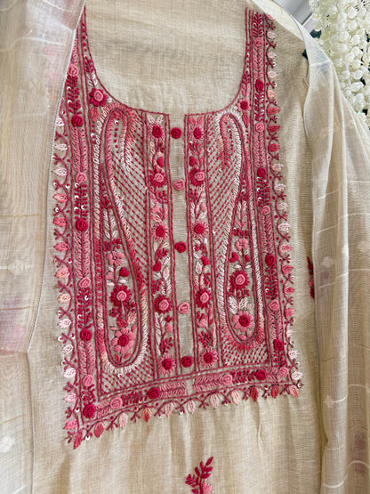 Linen paisley frenchknot suit