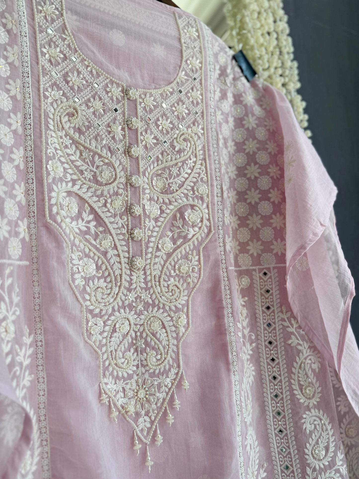 Luxurious Mul chanderi lucknowi handwork suit