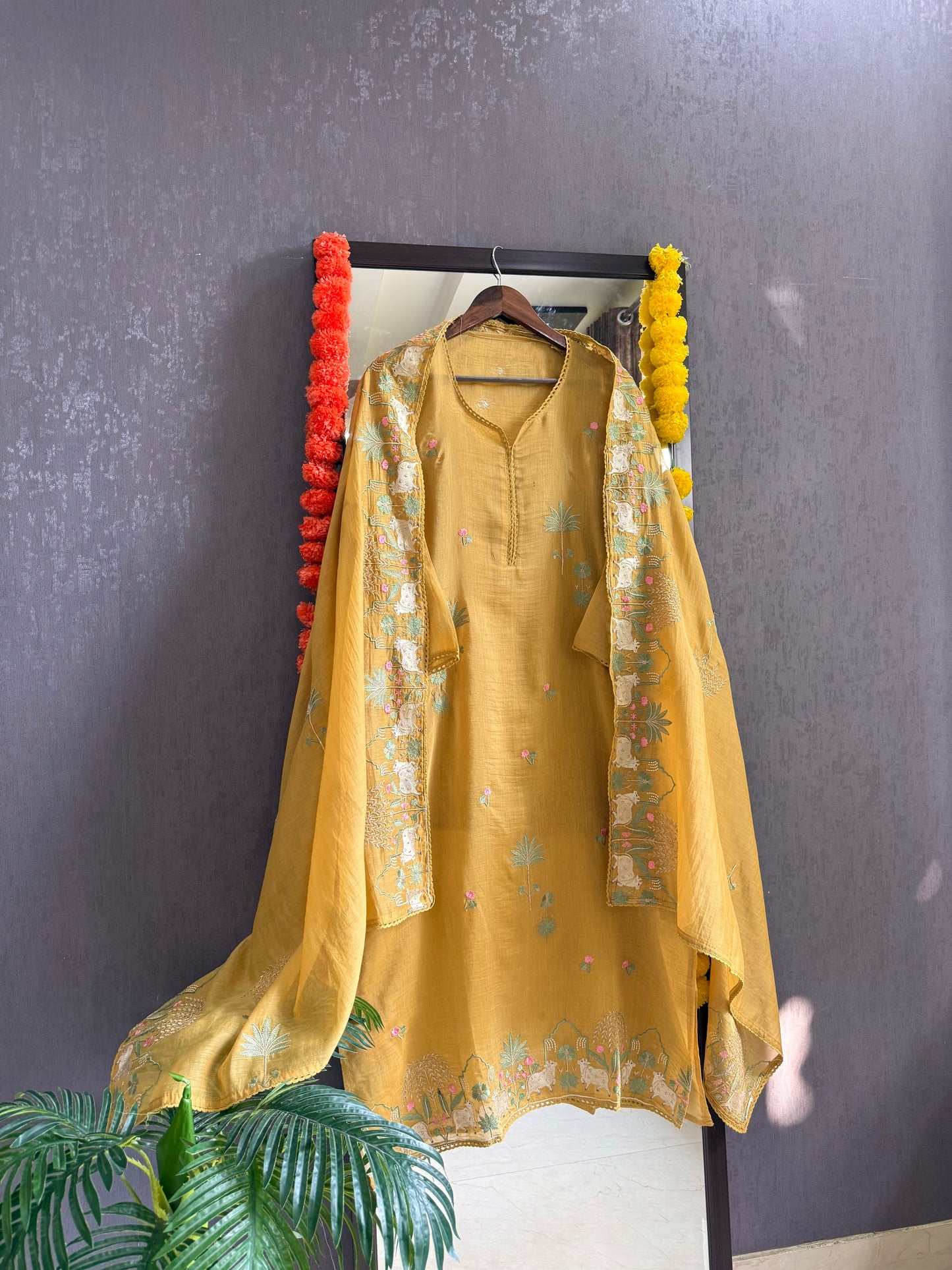 Luxurious Mul chanderi pichwai suit