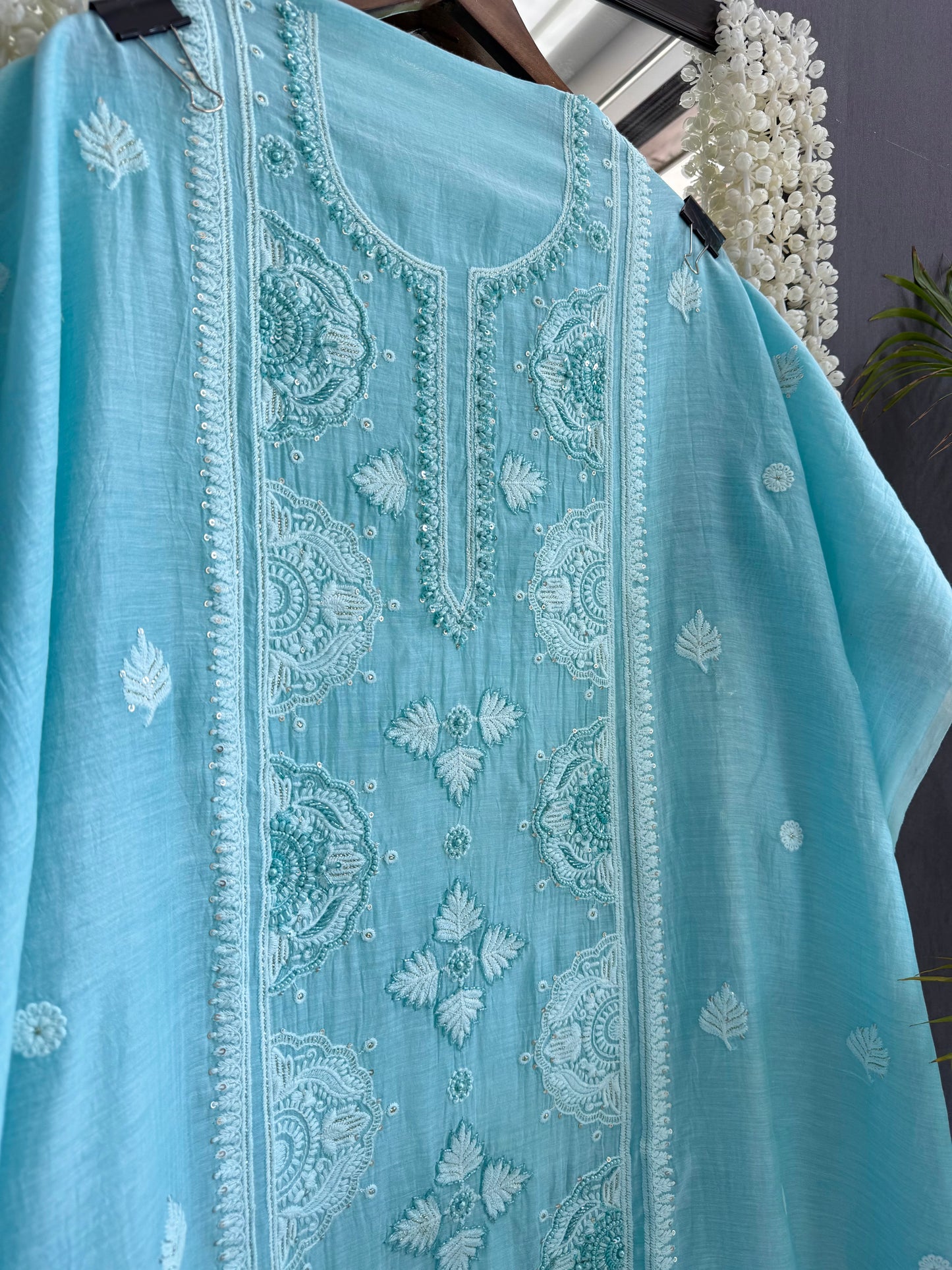 Luxurious Mul chanderi lucknowi handwork suit