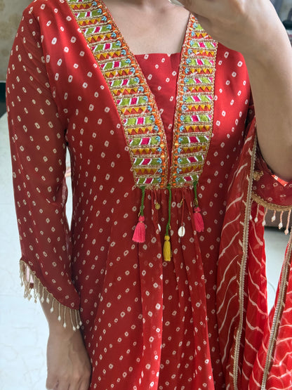 Handwork Bandhani Sharara suit