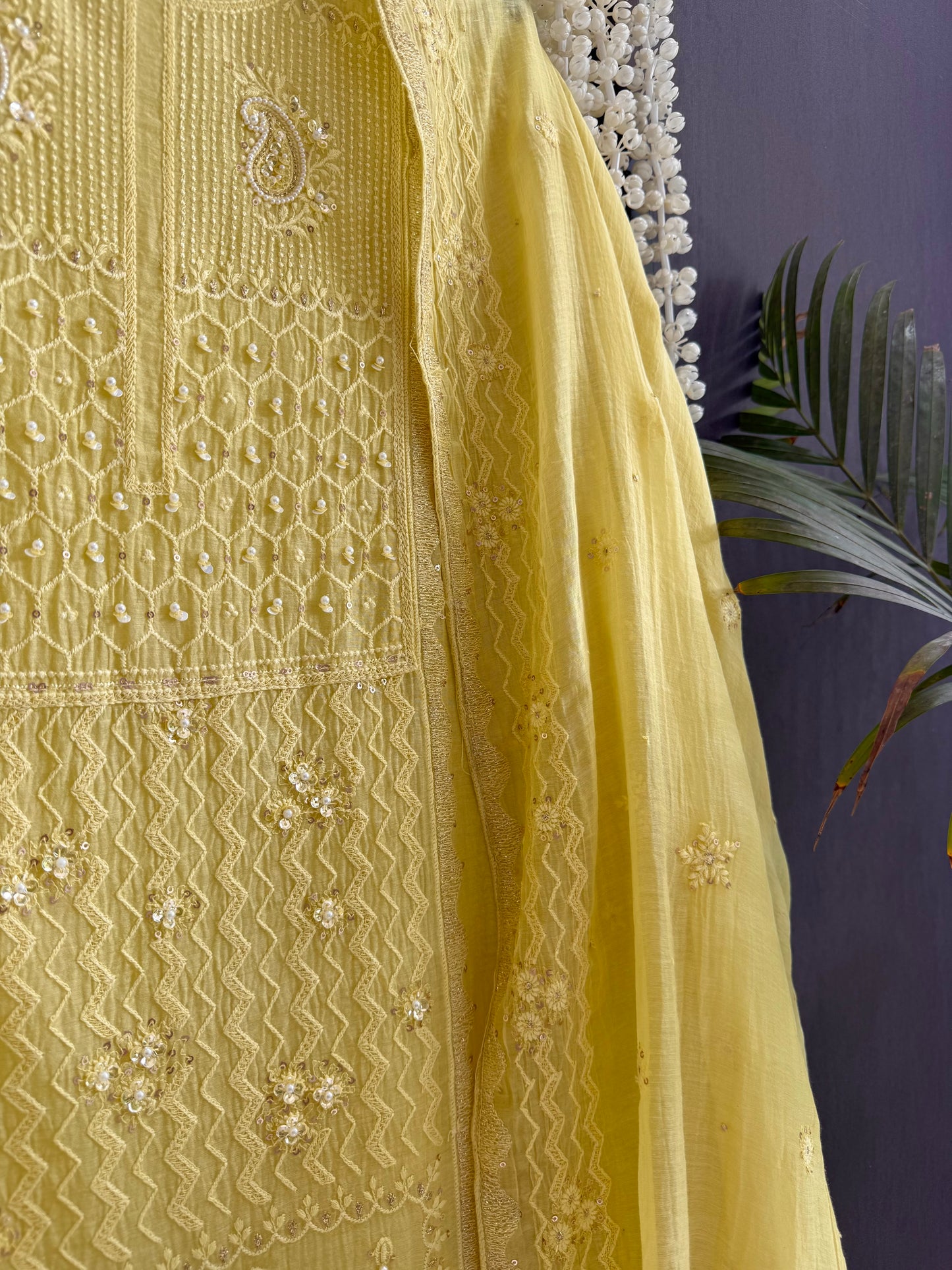 Luxurious Mul chanderi lucknowi paisley suit