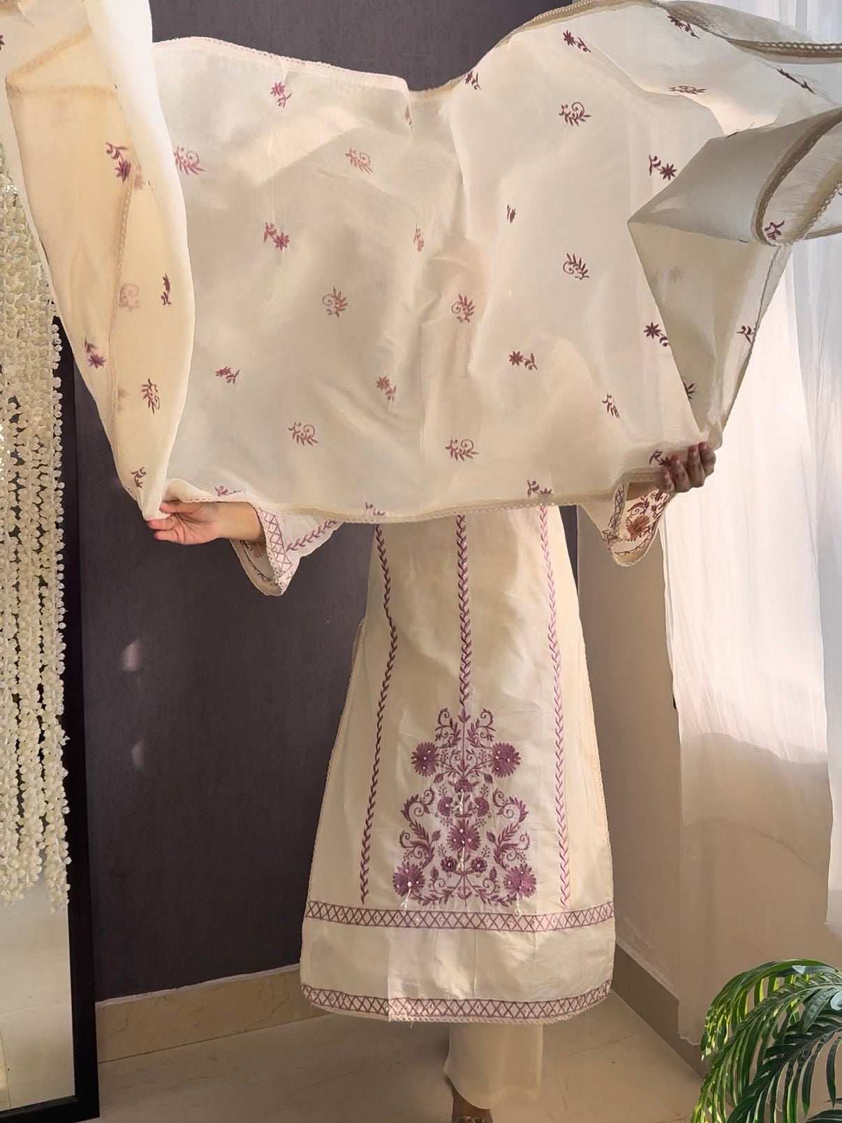 Mul cotton designer pearl suit