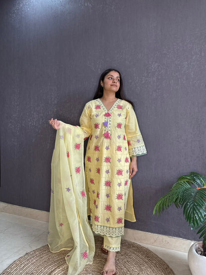 Cotton roses designer suit
