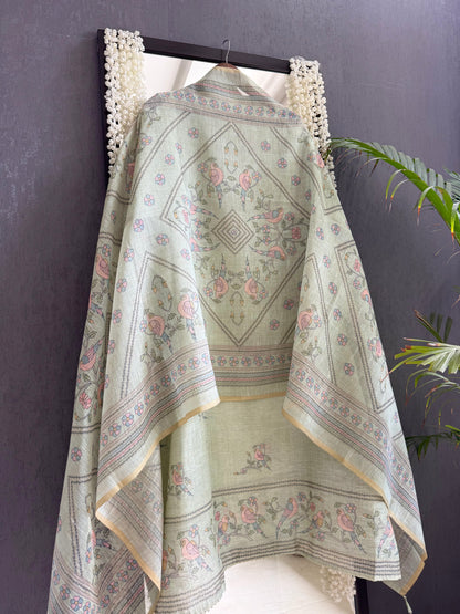 Linen handwork birds suit