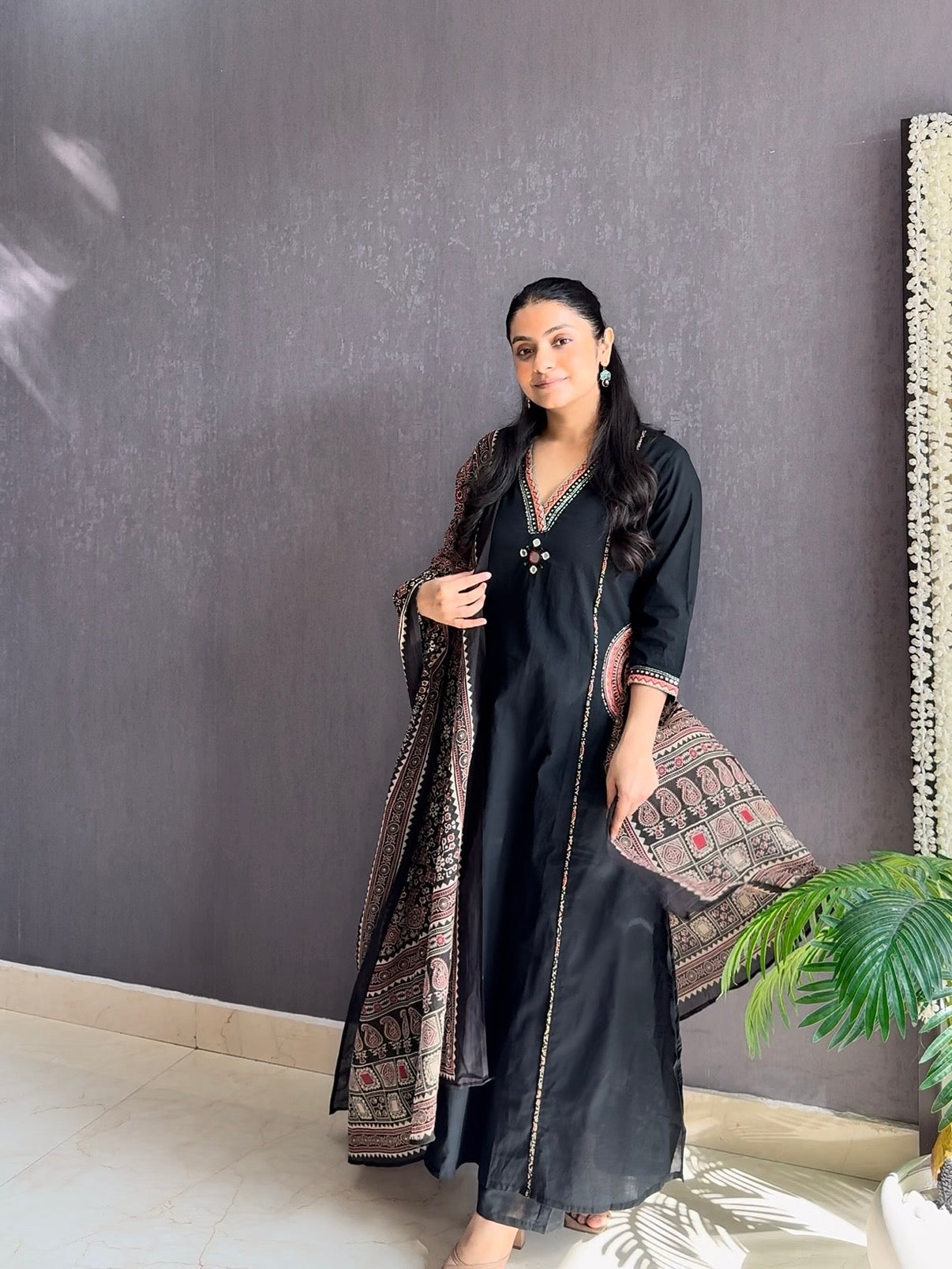 Pure cotton ajrakh A line suit set