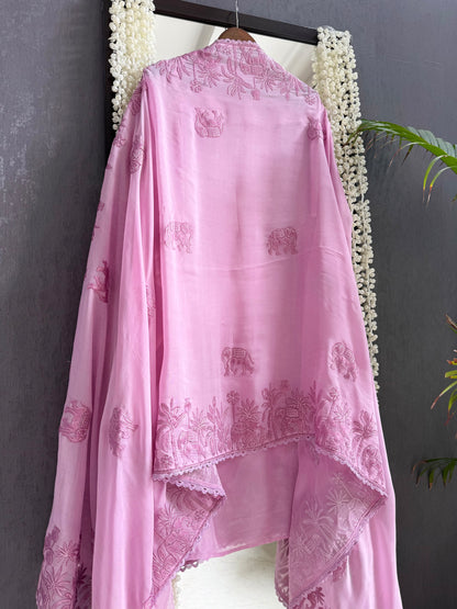 Organza appliqué work elephants suit