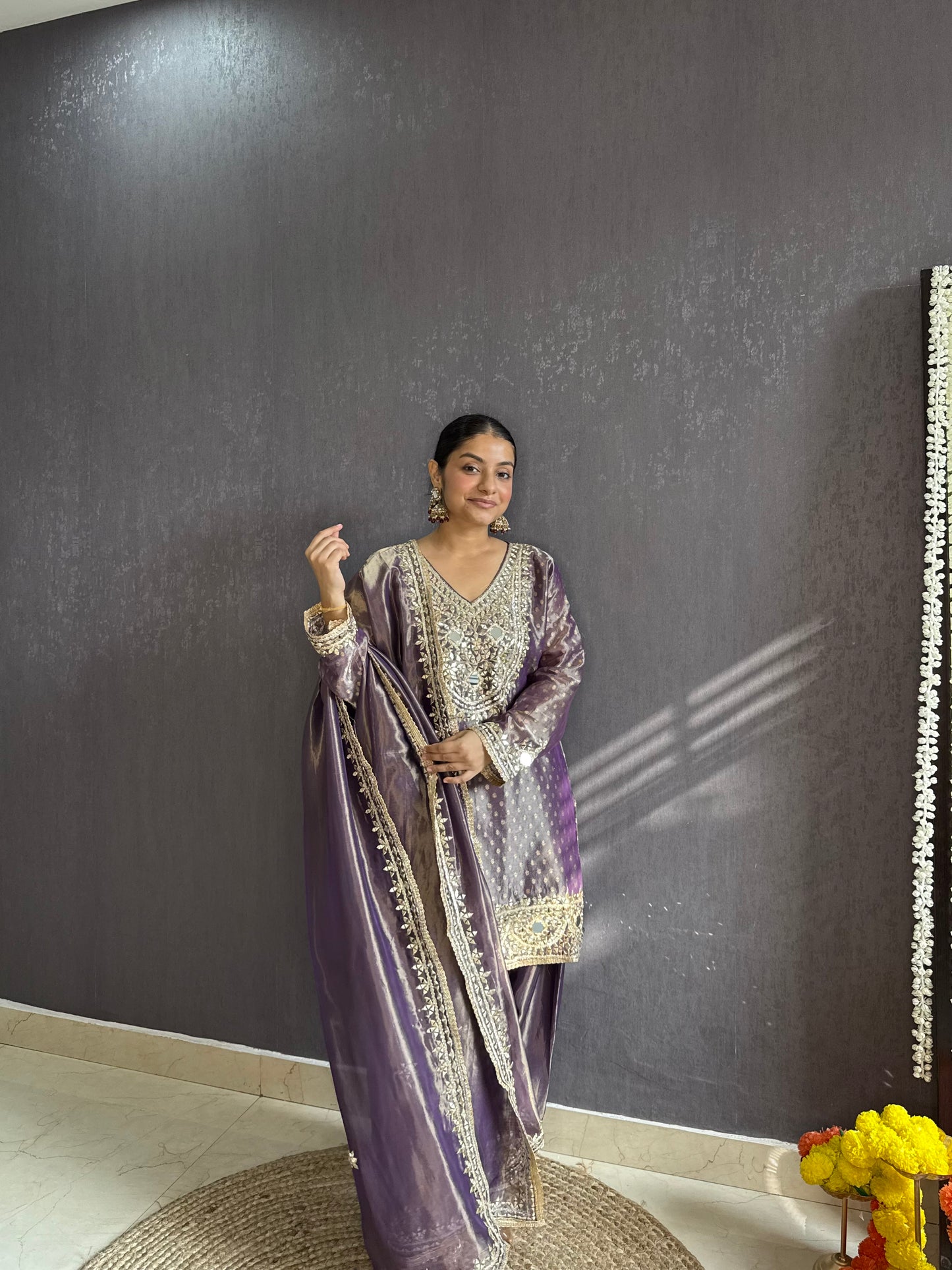 Luxurious mirrorwork farshi salwar set