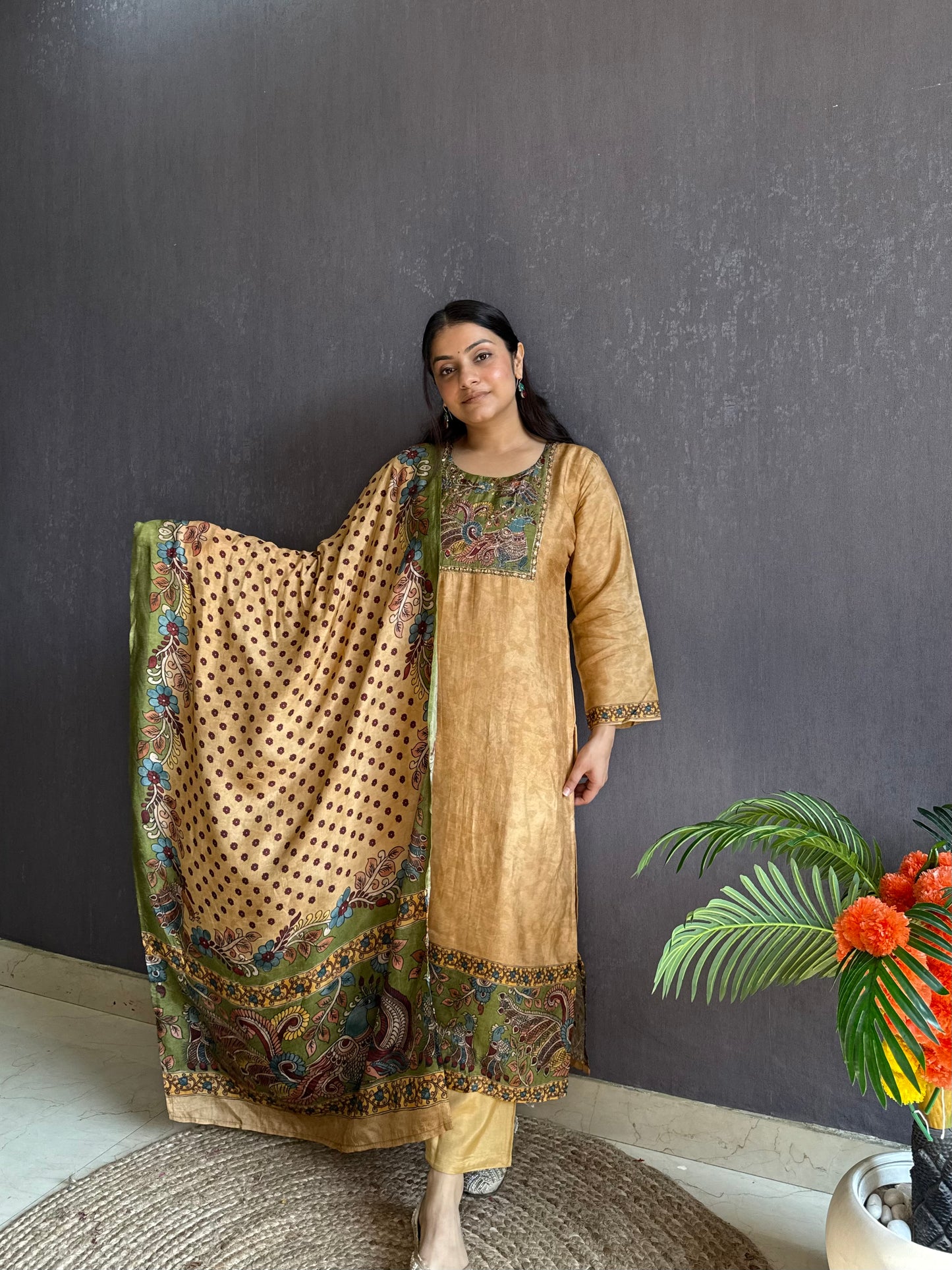 Tussar kalamkari suit set