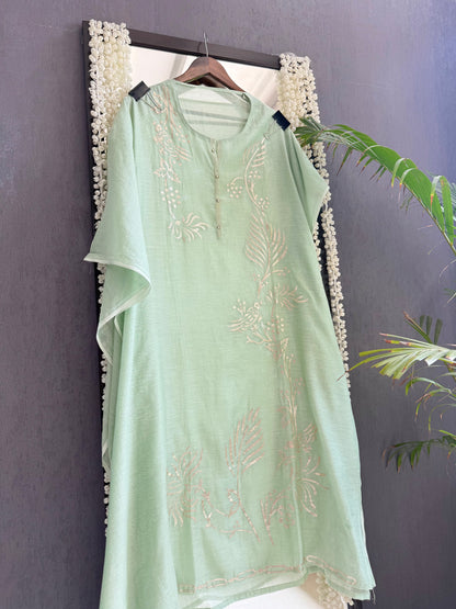 Luxurious Mul chanderi gota appliqué work suit