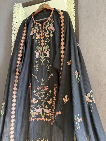 Luxurious Mul chanderi butterfly suit