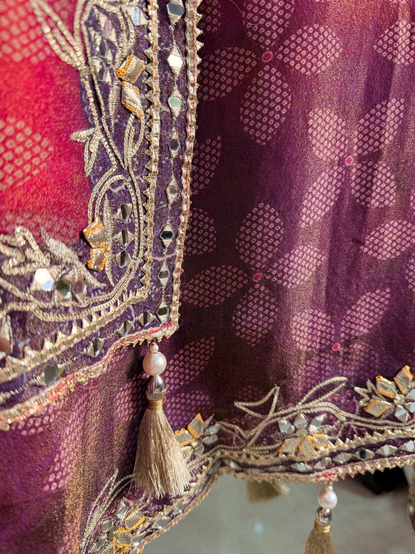 Luxurious Bhandej ombré gotapatti suits