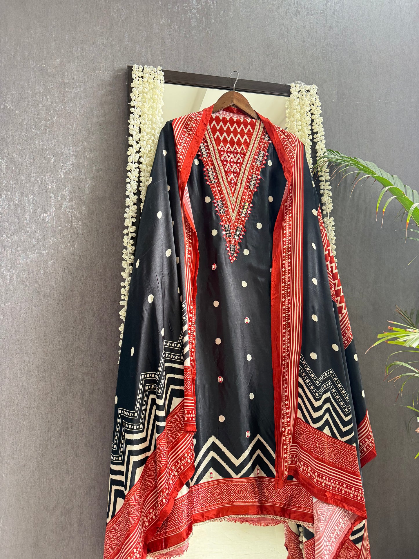 Modal silk mirror work suits