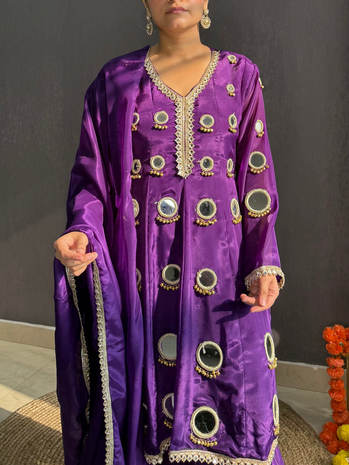 Luxurious mirrorwork farshi salwar set