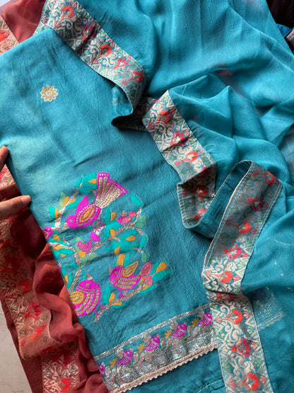 Meenakari Benarsi birds suit