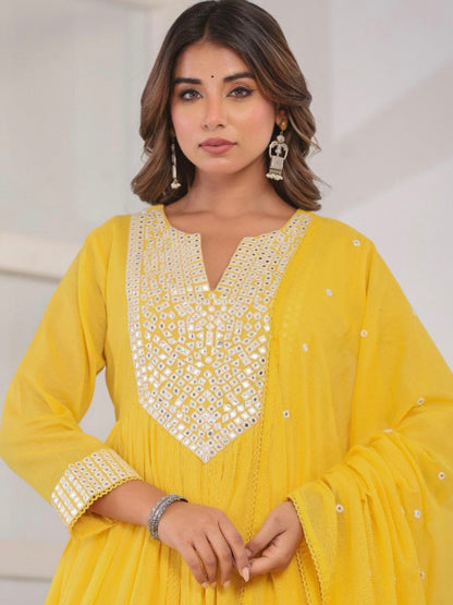 Mal cotton mirror embroidered Anarkali