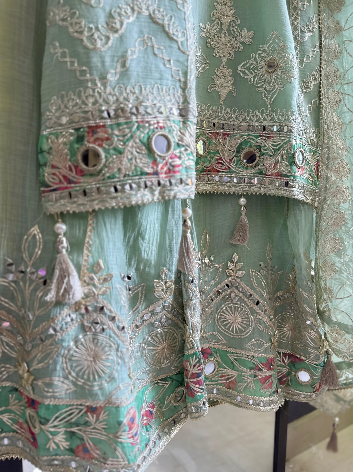 Luxurious mul cotton gotapatti sharara set