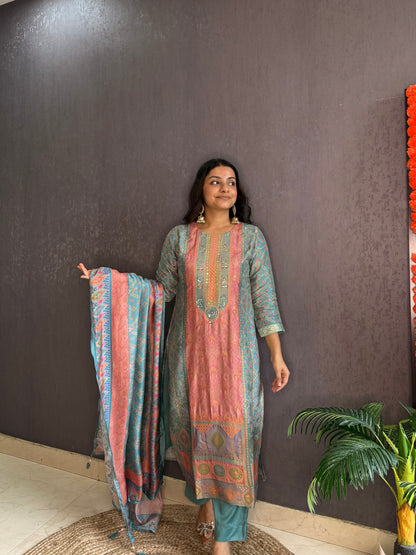 Meenakari Benarsi Handwork suit set