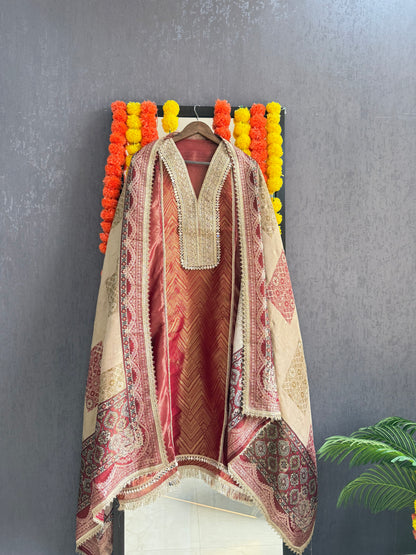 Luxurious Tissue silk Aari work suit