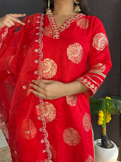 Benarsi aari work silk set