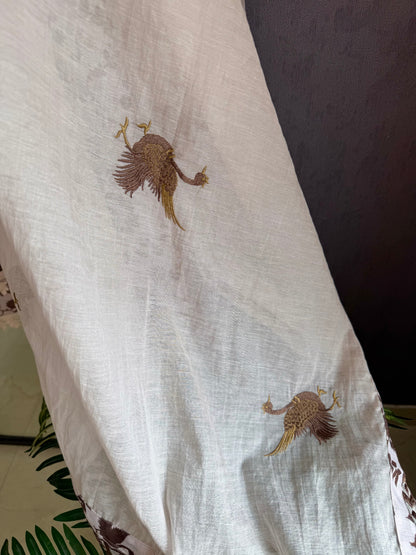 Luxurious Mul chanderi swans suit