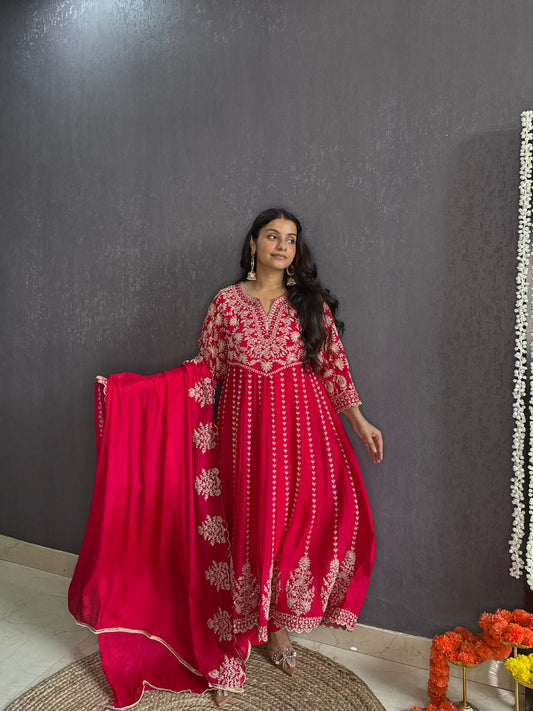 Kalidaar aari work Anarkali set