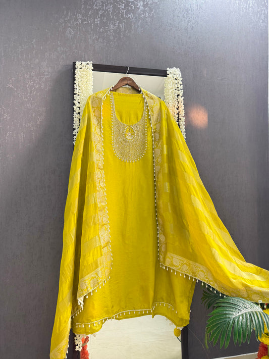 Tissue silk benarsi handwork suit