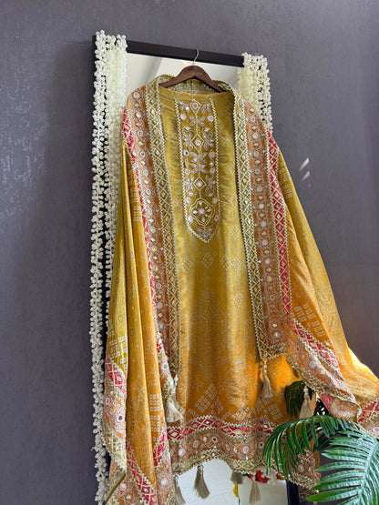 Luxurious bandhani ombré gotapatti suits