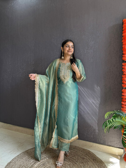 Tissue silk Handwork suit set