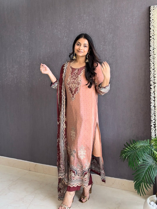 Digitally printed gota aari Suit