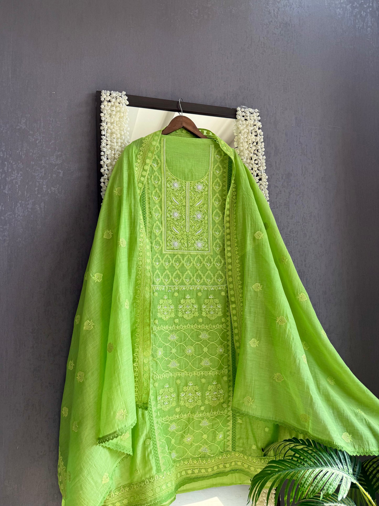Luxurious Mul chanderi lucknowi handwork suit