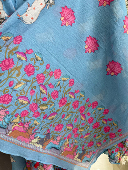 Mulmul cotton pichwai suit