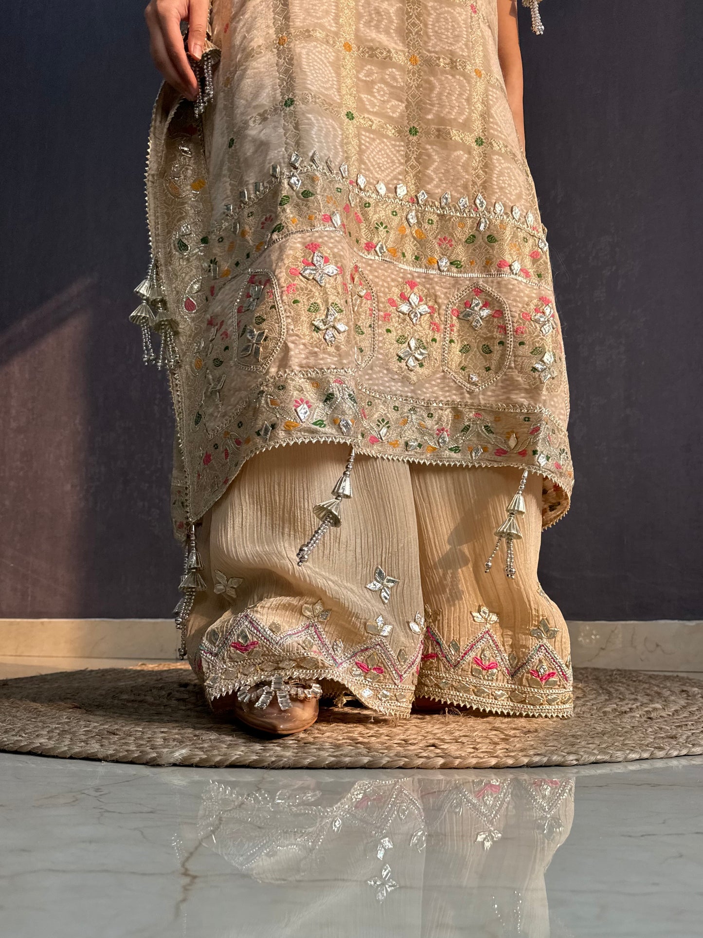 Luxurious gharchola bandhej kaftan set