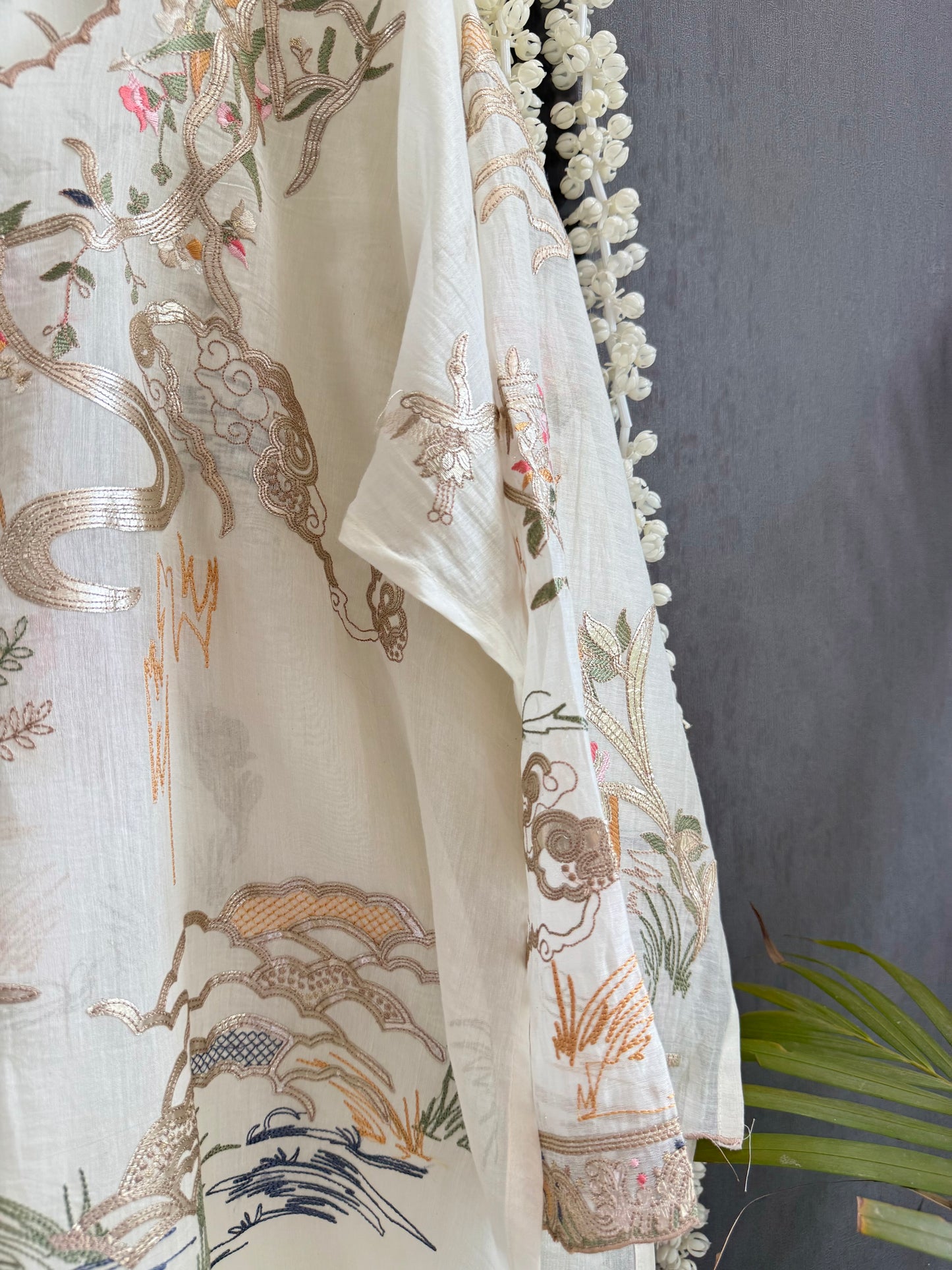 Luxurious Mul chanderi gota appliqué work suit