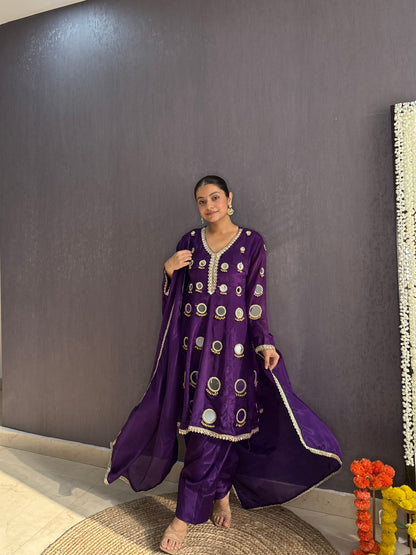 Luxurious mirrorwork farshi salwar set