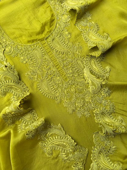 Luxurious aari work organza suit