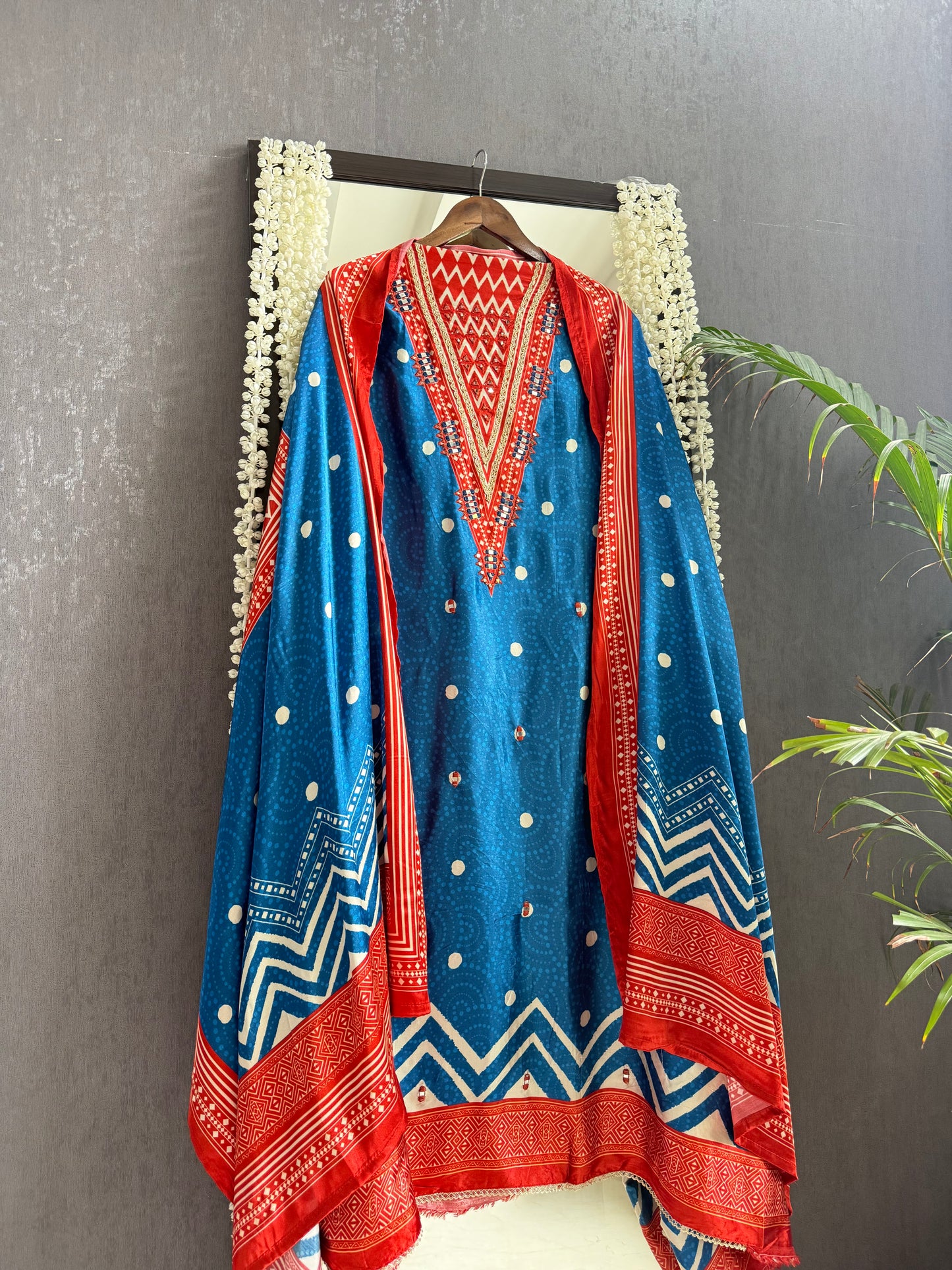 Modal silk mirror work suits