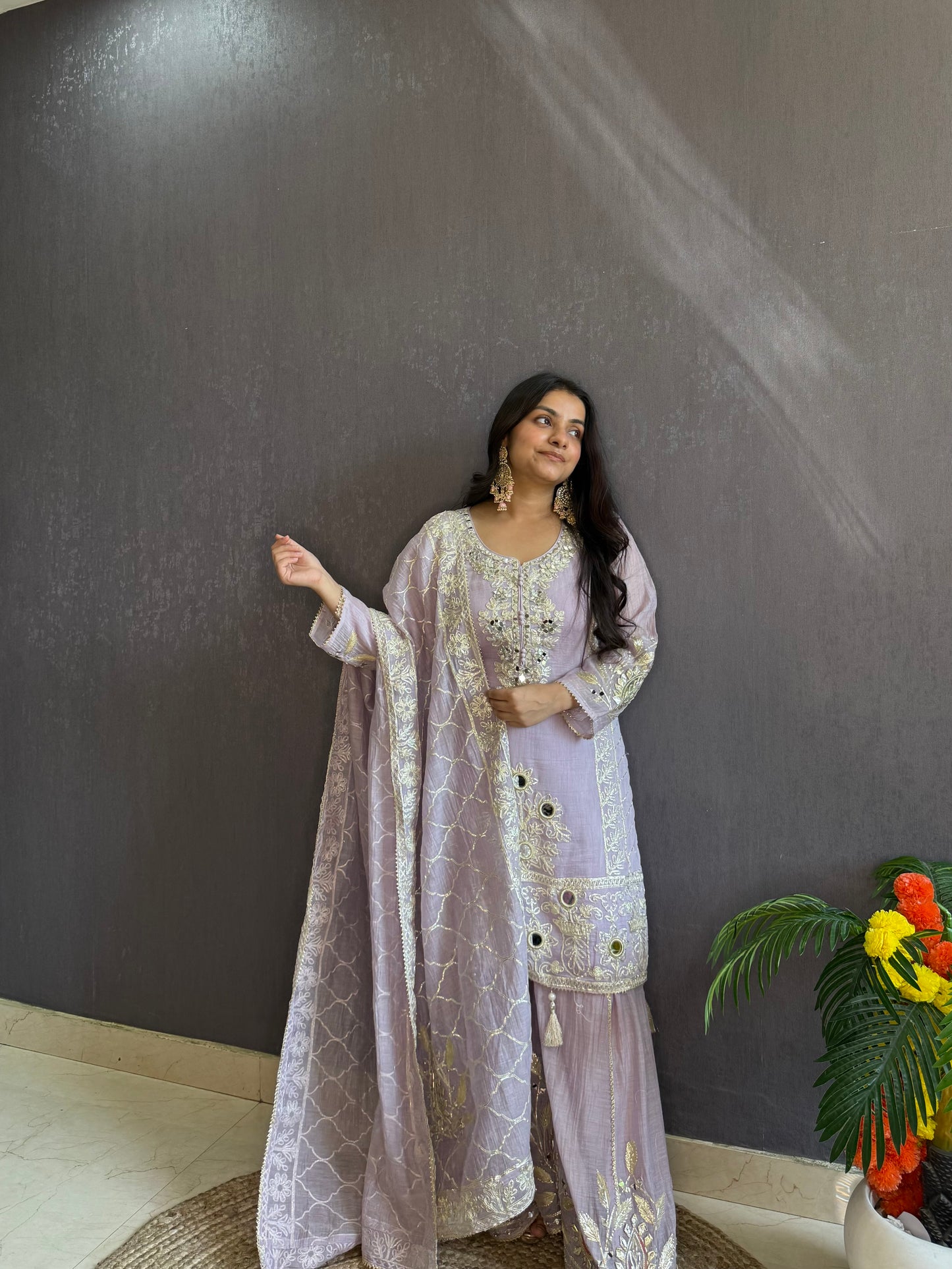 Luxurious mul cotton gotapatti sharara set