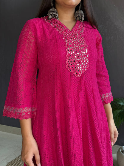 Pure cotton lace work Anarkali