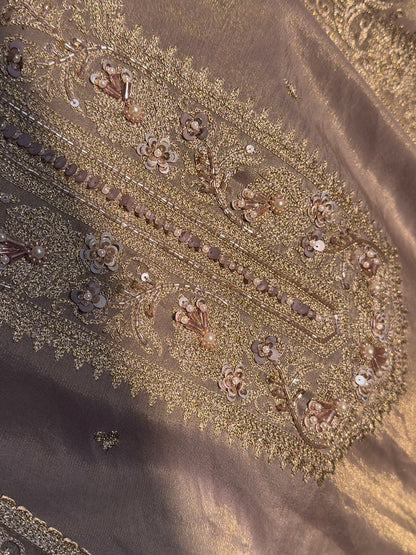 Premium tissue silk hand embroidered suit