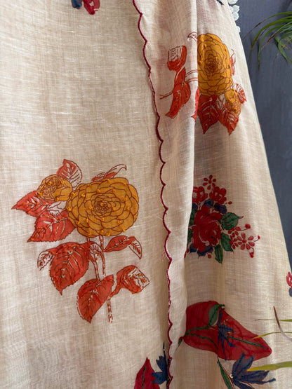 Linen floral frenchknot suit