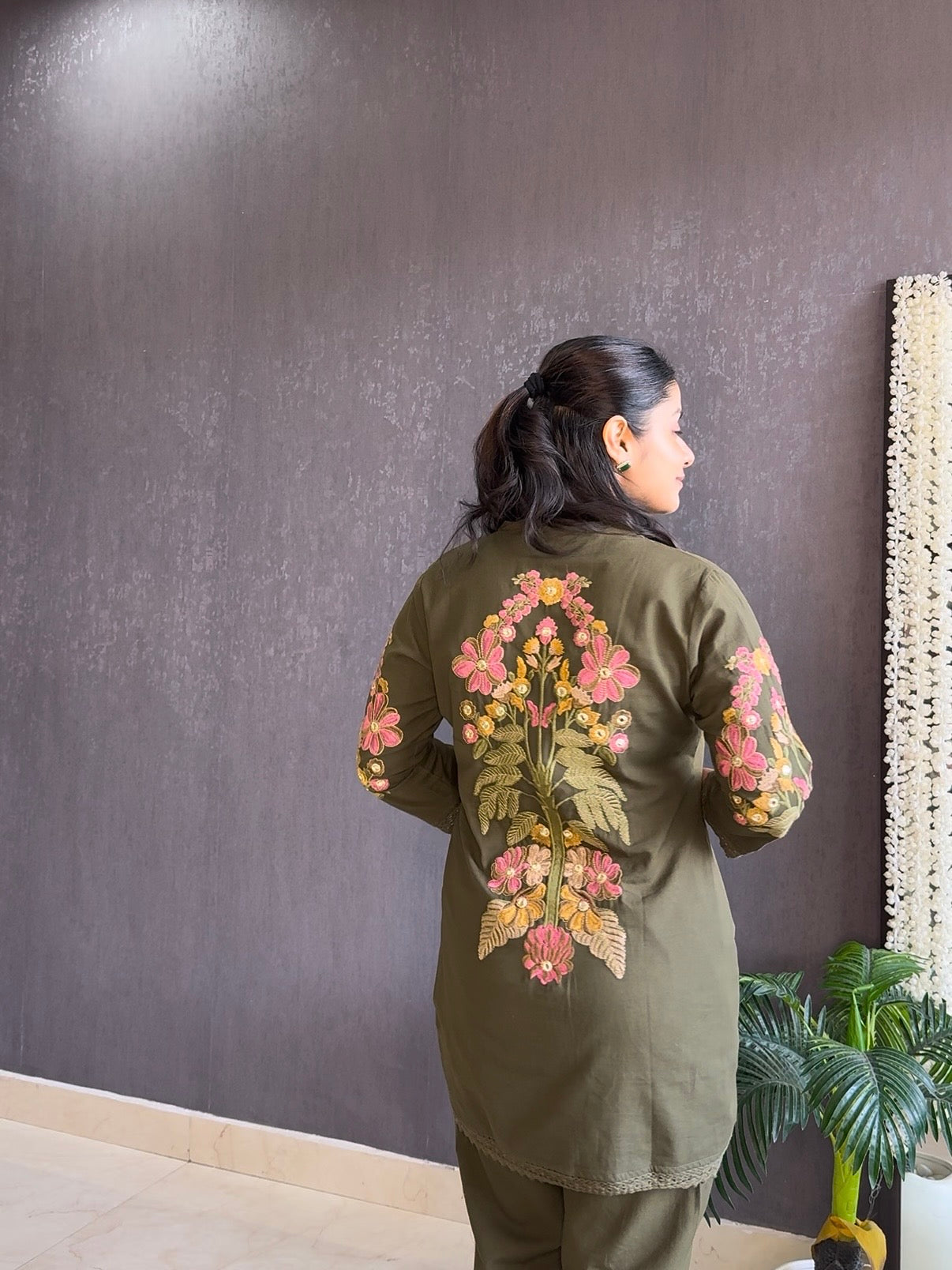 Floral embroidered coord set