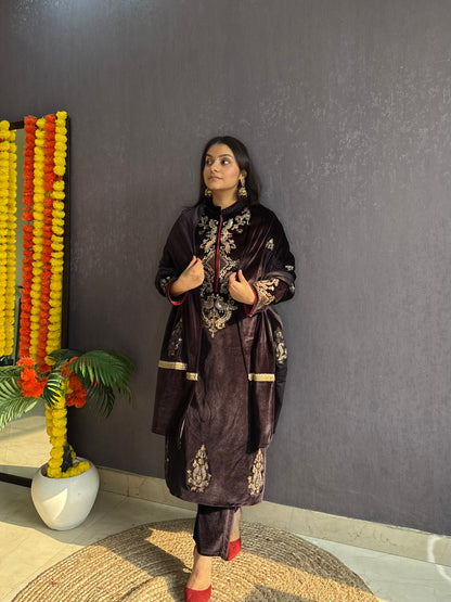 Velvet Handwork Shawl set